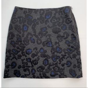 Ann Taylor Leopard Grey Jacquard Skirt Sz 12